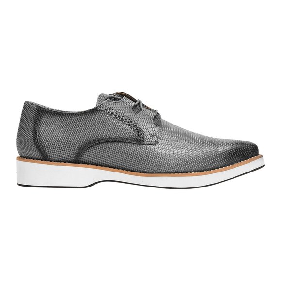 LIBERTYZENO Mens Grey Leather Tread Design Oxford Dress Shoes main image 4
